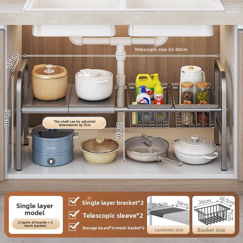 Adjustable Under-Sink Storage Shelf