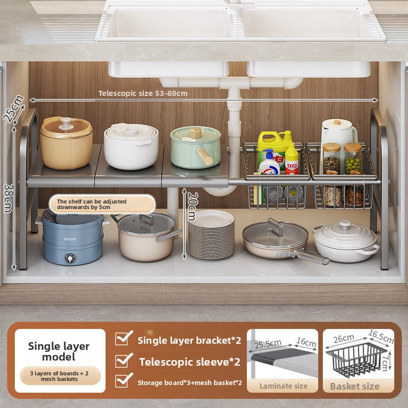 Adjustable Under-Sink Storage Shelf