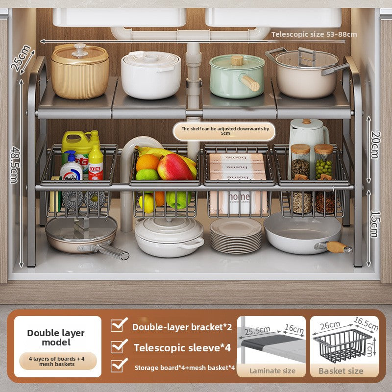Adjustable Under-Sink Storage Shelf