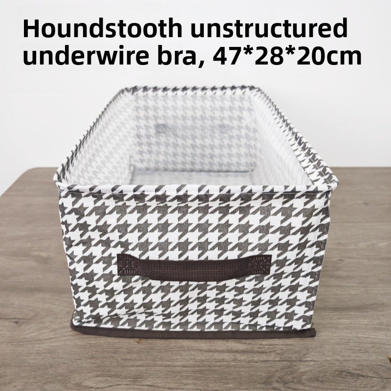 Foldable Houndstooth Pants Storage Box for Home Organization