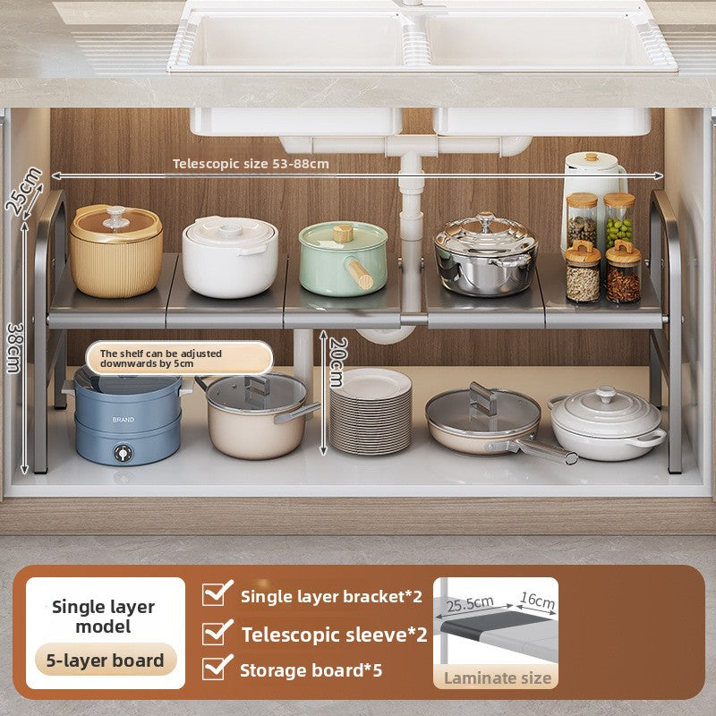Adjustable Under-Sink Storage Shelf