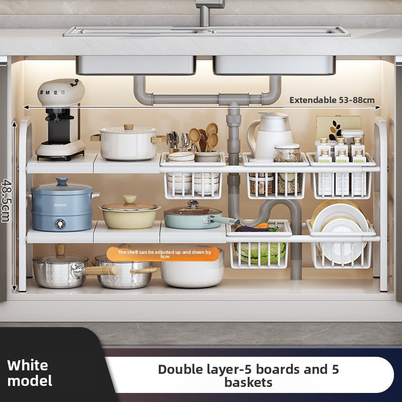 Adjustable Under-Sink Storage Shelf