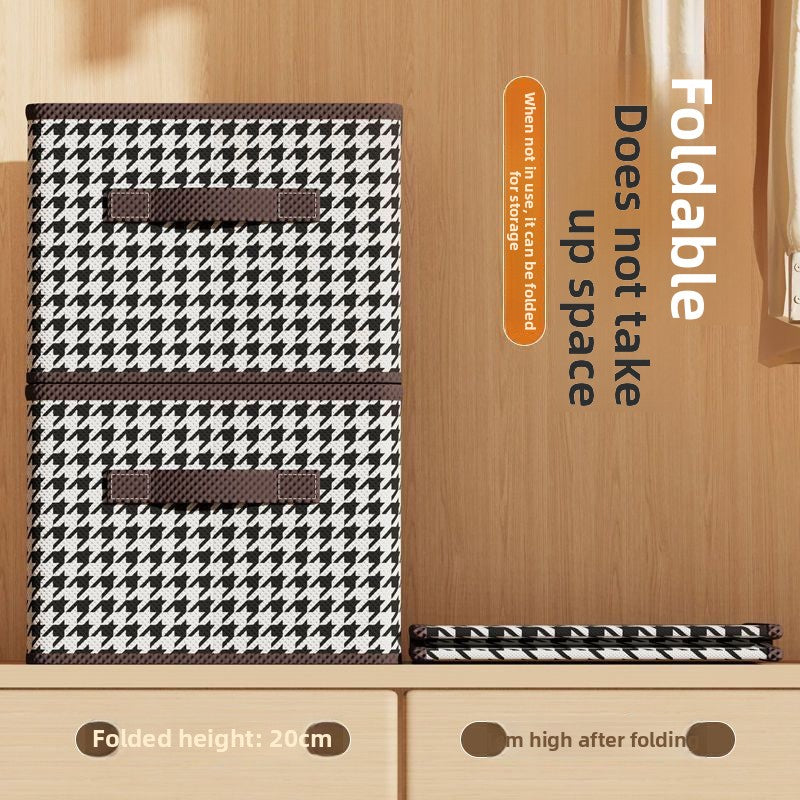 Foldable Houndstooth Pants Storage Box for Home Organization