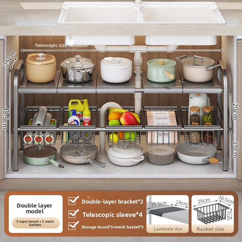Adjustable Under-Sink Storage Shelf