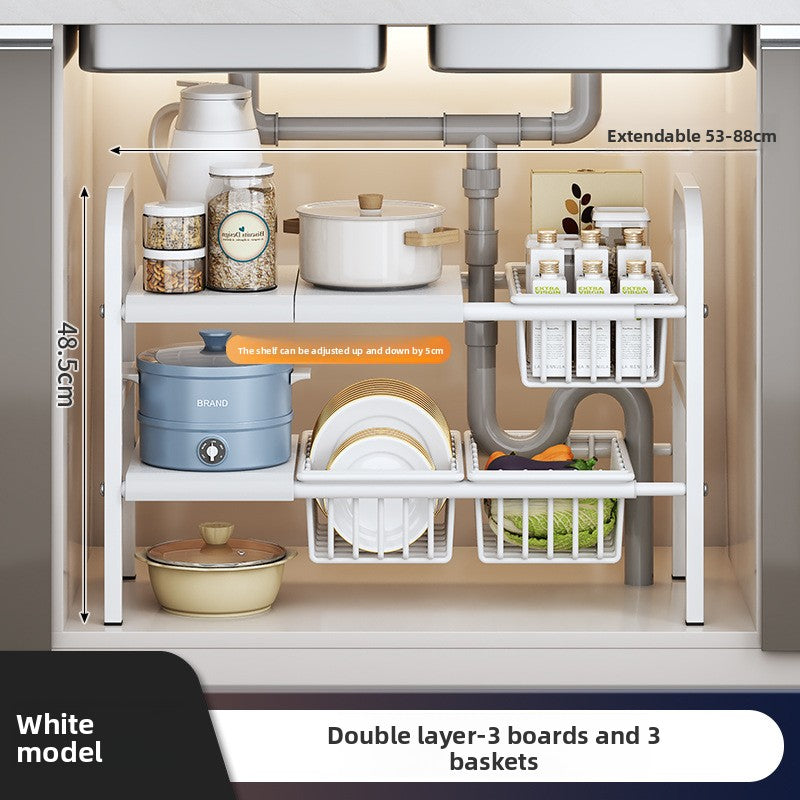 Adjustable Under-Sink Storage Shelf