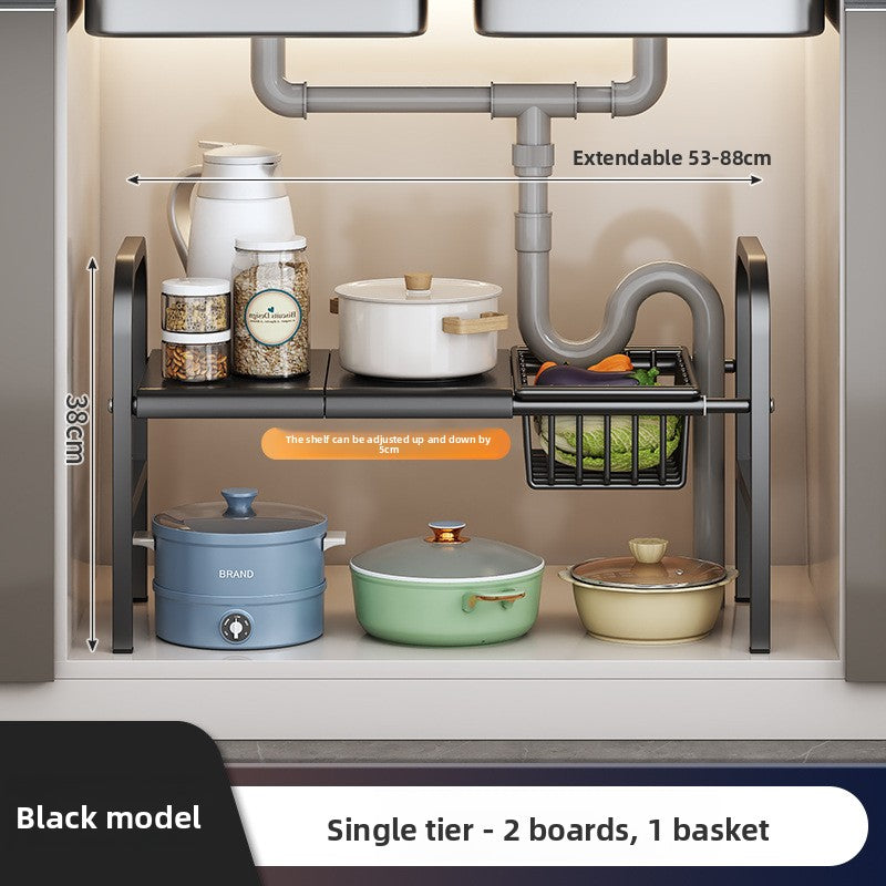 Adjustable Under-Sink Storage Shelf