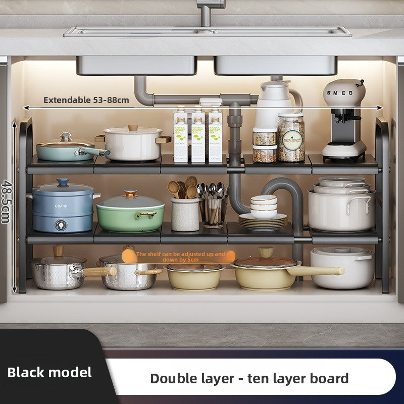 Adjustable Under-Sink Storage Shelf