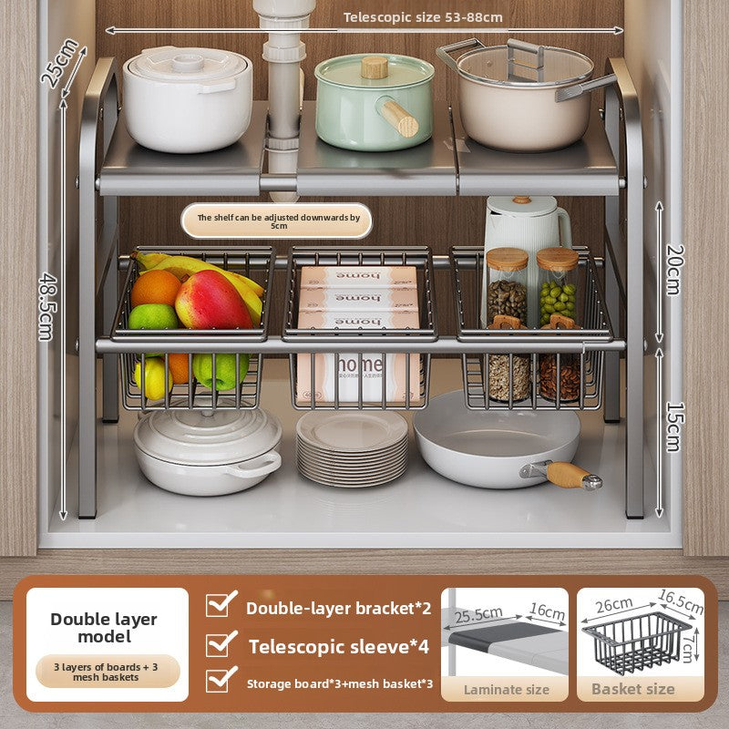 Adjustable Under-Sink Storage Shelf