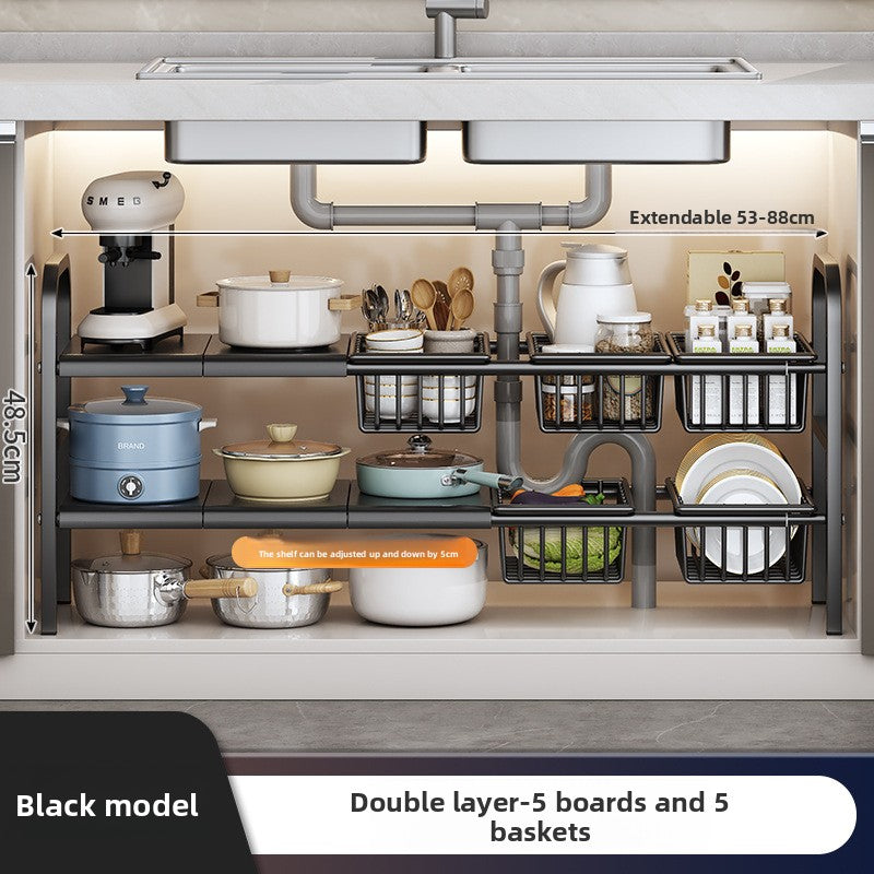 Adjustable Under-Sink Storage Shelf