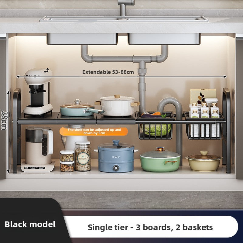 Adjustable Under-Sink Storage Shelf