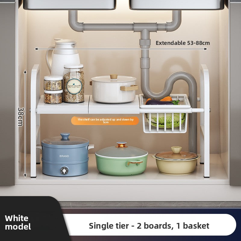 Adjustable Under-Sink Storage Shelf