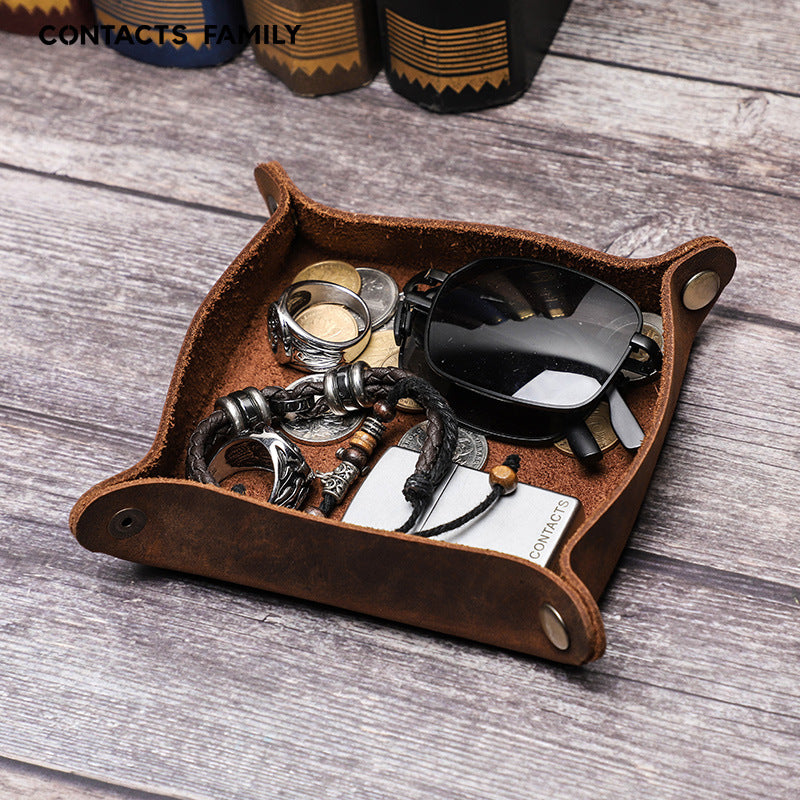 Handmade Vintage Leather Desk Tray Organizer