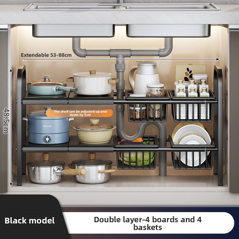 Adjustable Under-Sink Storage Shelf