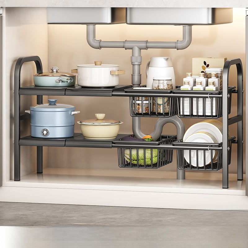 Adjustable Under-Sink Storage Shelf