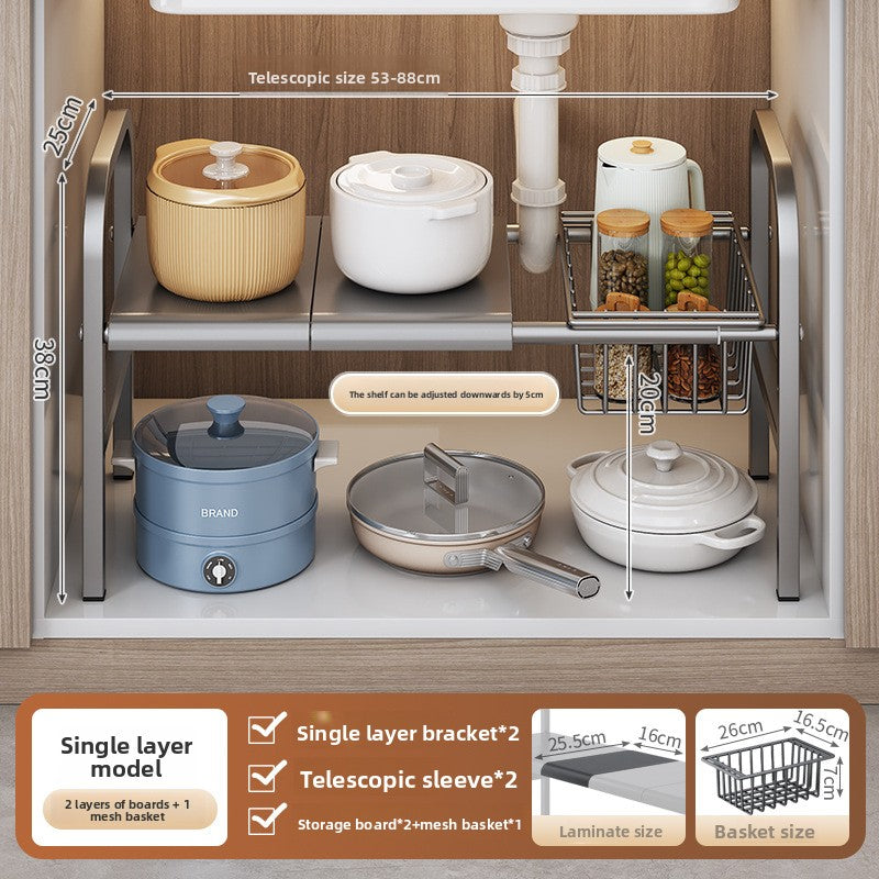 Adjustable Under-Sink Storage Shelf