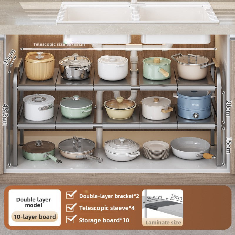 Adjustable Under-Sink Storage Shelf