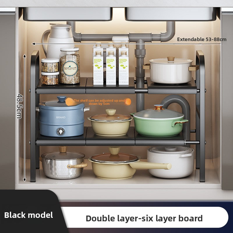 Adjustable Under-Sink Storage Shelf