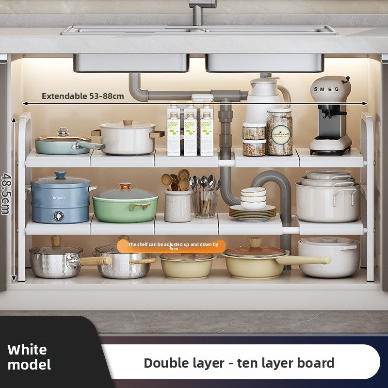 Adjustable Under-Sink Storage Shelf