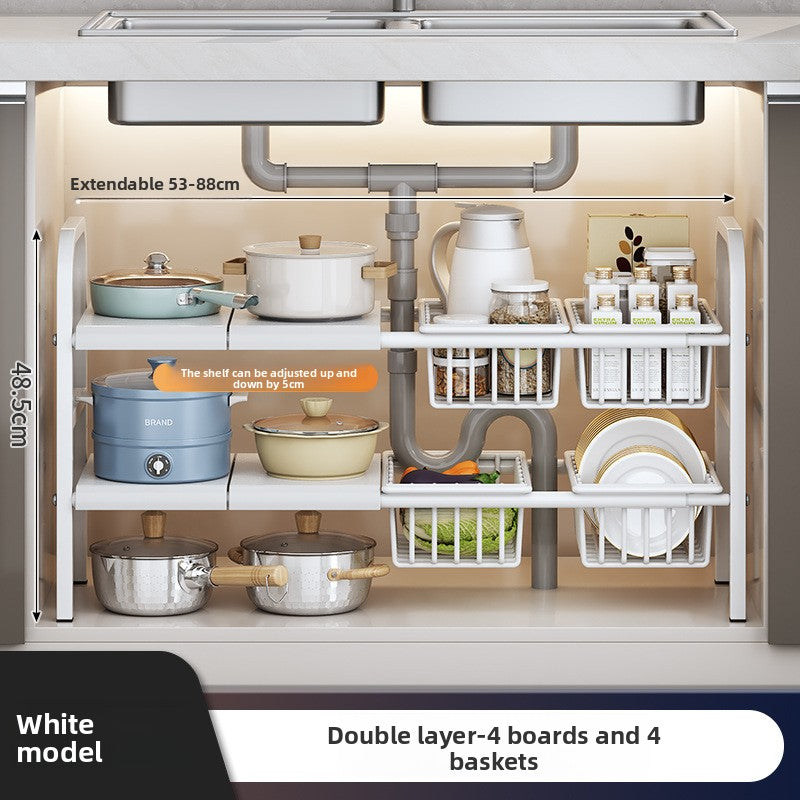 Adjustable Under-Sink Storage Shelf